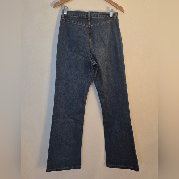 Vtg Y2K L.A. Blues Flare Jeans Vertical Stitch Detail Medium Wash Denim Size 8 - Picture 2 of 7